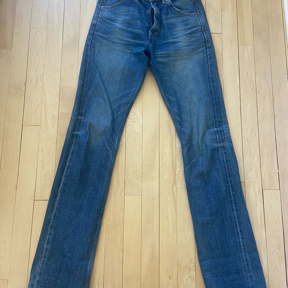 Celine Blue Bootcut Jeans Distressed Denim